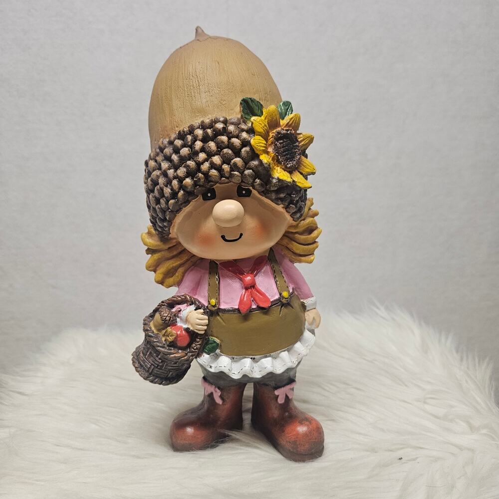 Petunia with Acorn Hat Figurine Decoration Fall Harvest